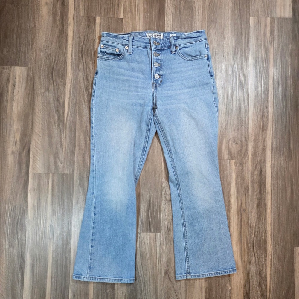 Lucky Brand High Rise Crop Flare Jeans Light Wash Button Fly Size 4 27